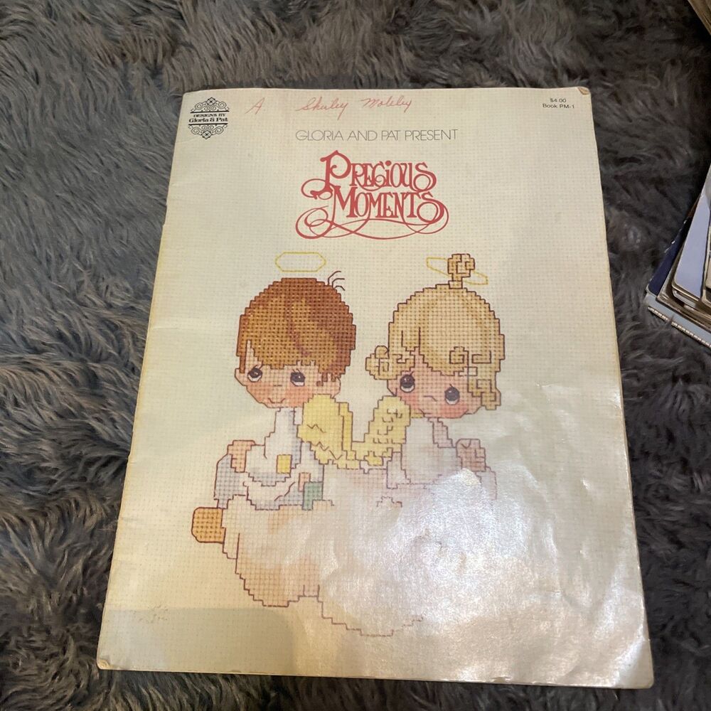 Vtg 80s Precious Moments Cross Stitch Pattern Book PM1 Gloria Pat Retro Craft